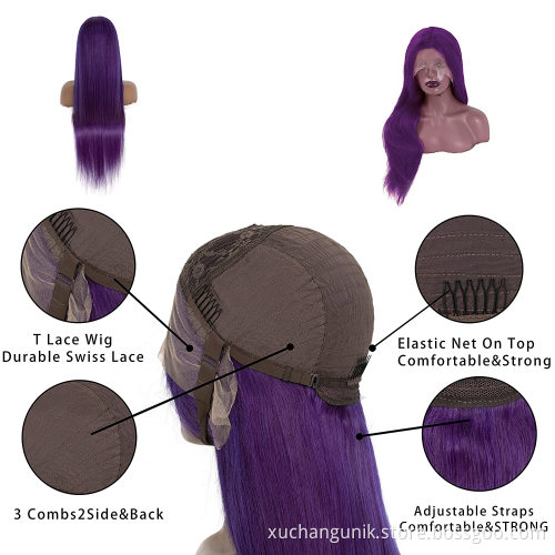 Uniky Silky Straight 13x4 T Part Transparent Lace Front Wig Color Pre Plucked Long Human Hair Swiss Lace Wigs for Black Women